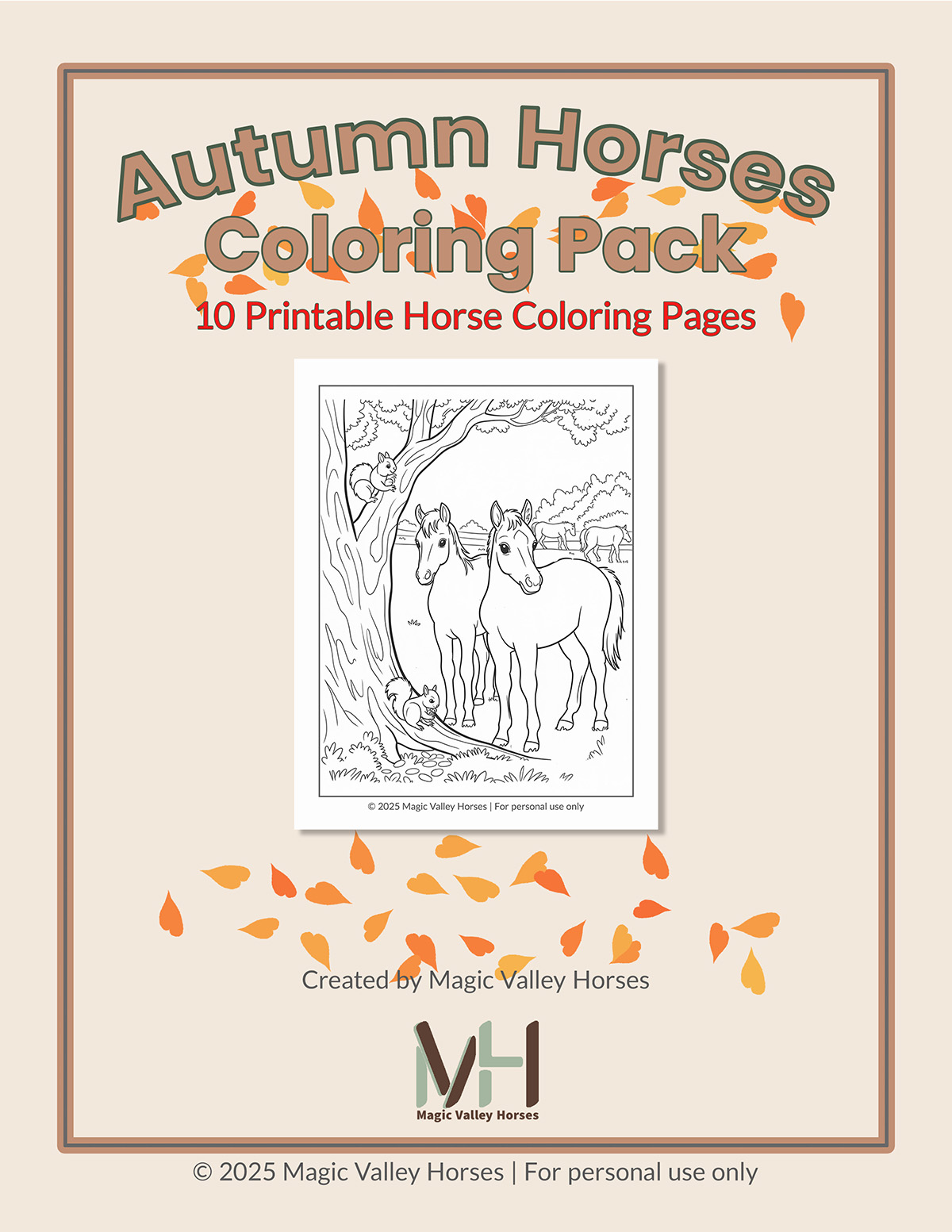 Autumn Horses Coloring Pack preview