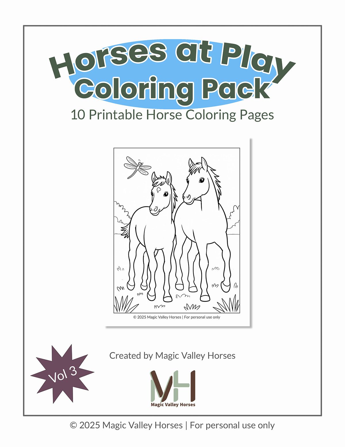 Horses at Play Coloring Pack