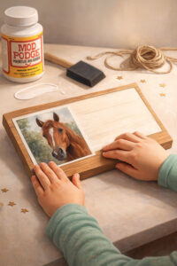 an example of the photo-on-wood kids name sign craft option