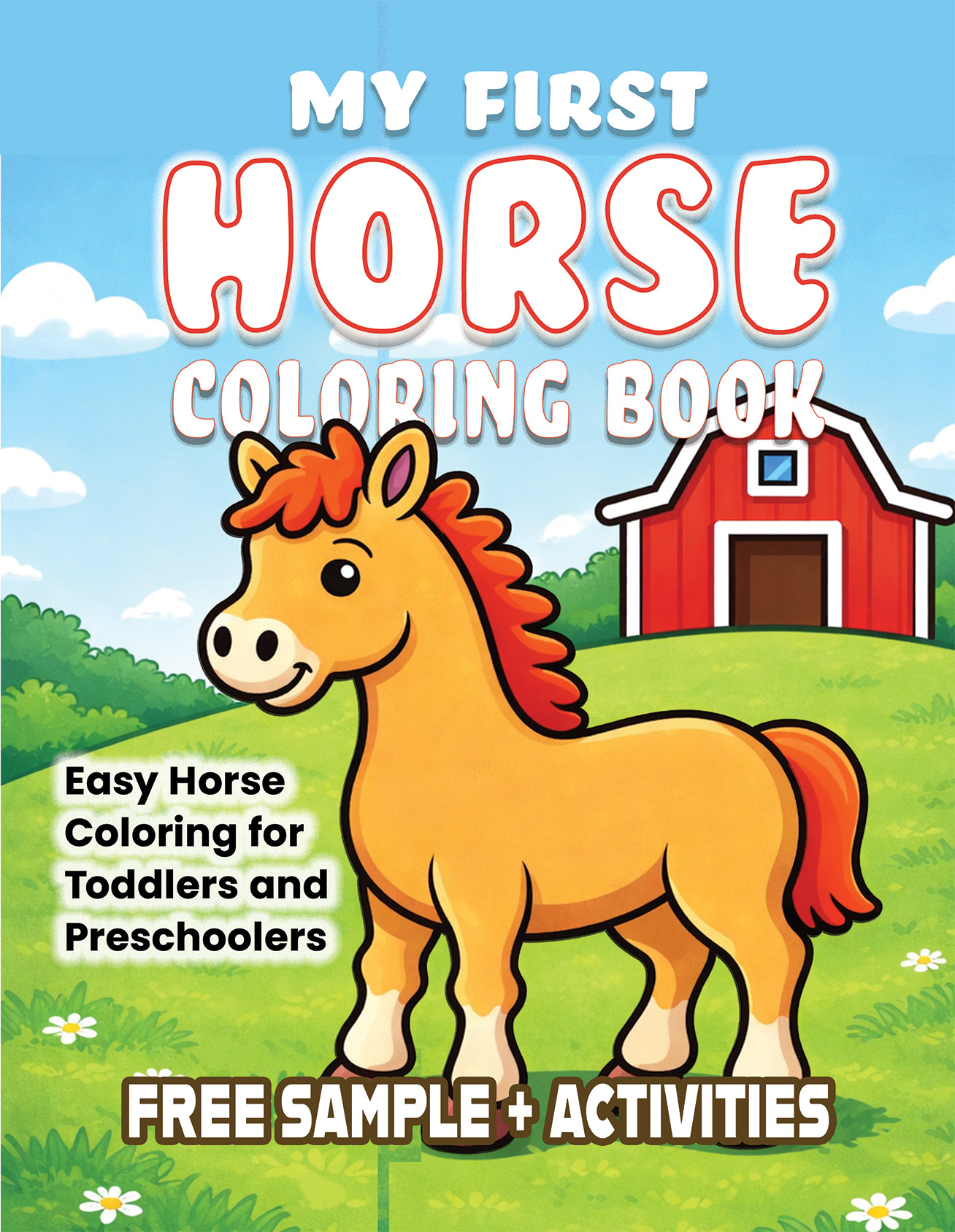 Free first horse coloring pages for toddlers and preschoolers